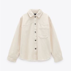 Zara Cream Corduroy Shirt Jacket